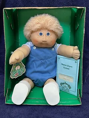 1984 Jesmar Cabbage Patch Kids Boy Doll Tan Fuzzy Hair Blue Eyes UK Market • $225