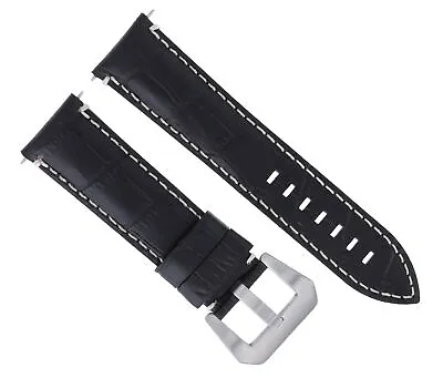 22mm Genuine Leather Watch Band Strap For Montblanc 4810 Timewalker Black White • $29.95
