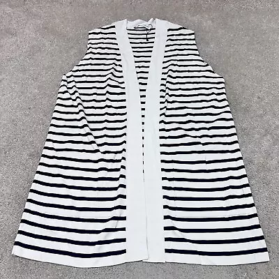 Zara Vest Women’s Ivory Blue Striped Sleeveless Size Small • $19.99