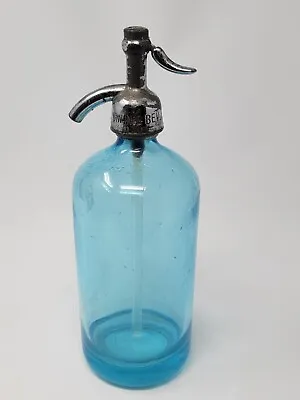 Vintage Irwin's Bev Philadelphia Blue Glass Seltzer Bottle 26 Ounces Kauffman Co • $64