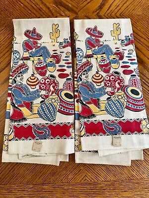 Linen Hand Towels Goldbergs Store Trenton NJ 27x15 Mexico Culture NOS • $29.62