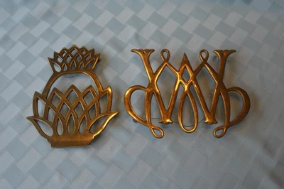 $12.71 • Buy 2 Vintage Williamsburg VA Metalcrafters  Brass Trivet CW10-11 10-45 Pineapple
