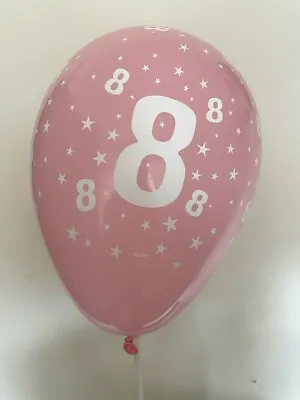 20 X 10  Age 8 Pink Latex Balloons Girls 8th Birthday Party Supplies Decoration • £3.95