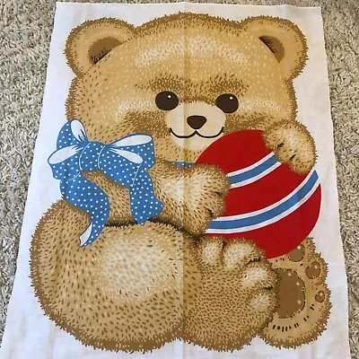 Teddy Bear Baby Vtg Fabric Quilt Blanket Cheat Panel Material Blanket Wall Hangi • $12.98