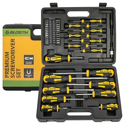 BLOSTM 42PCS Premium Magnetic Screwdriver Set Cross-Head Flat Heads Precision • £16.69