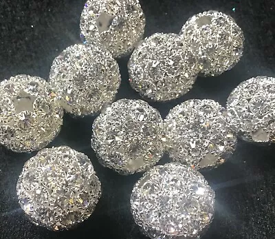 Stunning 18mm Diamante Beads  For Jewellery Making Crafts Etc - Sold As A Pair • £5.69