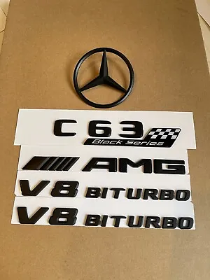 Matte Black C63s AMG V8 BITURBO Sticker Emblem Badge For C63s Coupe C205 • $111.96