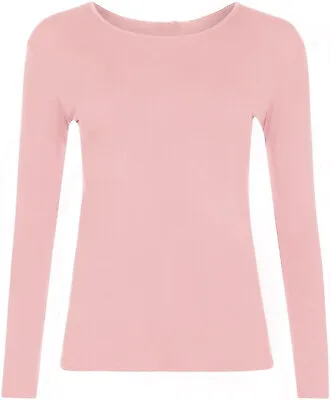 £5.99 • Buy Women's Plain T-shirt Ladies Long Sleeve Scoop Neck T Shirt Top Plus Sizes 8-26