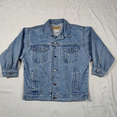 Vintage Wrangler Hero Sherpa Denim Jacket 100% Cotton Size Medium • $27.49