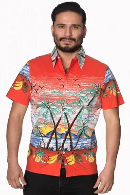 Mens Rockabilly Palm Springs Shirt By Banned Apparel - Size Small • £24