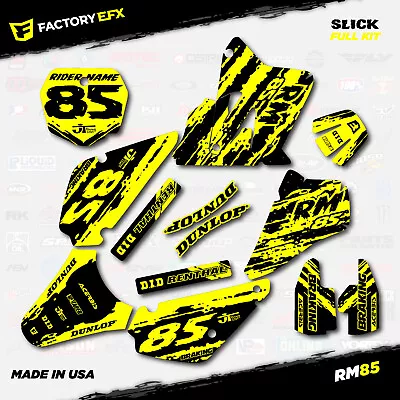 Black Yellow Slick Racing Graphics Kit Fit Suzuki RM85 01-21 Plates RM 85 Decal • $79.99