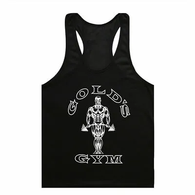 Golds Gym Vest Mens Muscle Joe Tank Top Fitness Stringer Bodybuilding Muscle Tee • £11.51