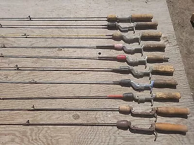 Lot Of (10) Vintage Antique Steel Spinning Baitcasting Fishing Poles Rods  • $27