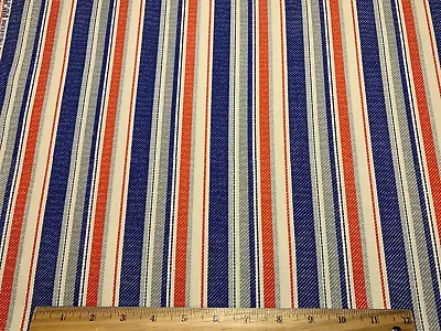 Vintage Cotton Fabric Pillow Ticking Red White Blue Printed Stripes 48 W 30 L • $9.99