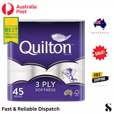 Quilton 3 Ply Toilet Tissue 180 Sheets Per Roll 11x10cm Pack Of 45 9 Pack X 5 =  • $34.99