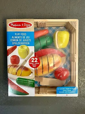 Melissa And Doug -Cut & Slice Wooden Play Food Set. 22 Piece- Brand New • £16