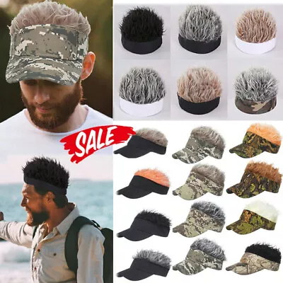 Golf Baseball Hat With Fake Hair Cap Men Sun Visor Toupee Hat Spiky Wig Unisex • $9.19