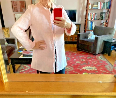 $40 • Buy PINK ZARA CHANEL-STYLE LONG JACKET, Size Large
