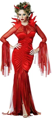 $16.84 • Buy Hot Fiery Diva Inferno Flames Halloween Ruched Dress Devil Costume Adult Women