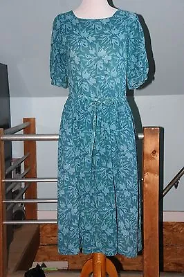 Vintage 1980s DROP WAIST Career Dress Indian Block Print Gauze - Size Large • $24.99