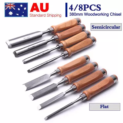 4X 8X Flat/Semicircular Wood Carving Chisel  Gouges Turning Hand Woodworking AU • $37.95