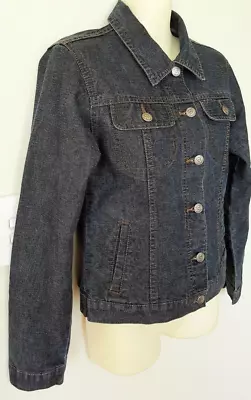 ANGELS Womens Size 8 Indigo Denim Jacket  Adjustable Waistband Flap Pockets • $28.95