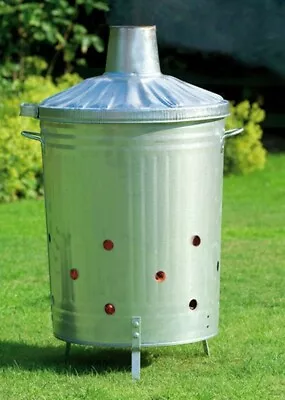 Garden Rubbish Incinerator Fire Bin Waste Metal Steel Galvanised Burner Large • £16.98