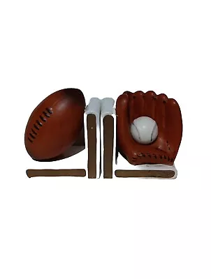 Vintage 1960's Lefton Ceramic Bookends Football Baseball Glove Ball Sports MCM • $19.99