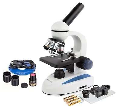 Amscope 40X-1000X Student Science Microscope +5MP Digital Eyepiece Camera • $196.99