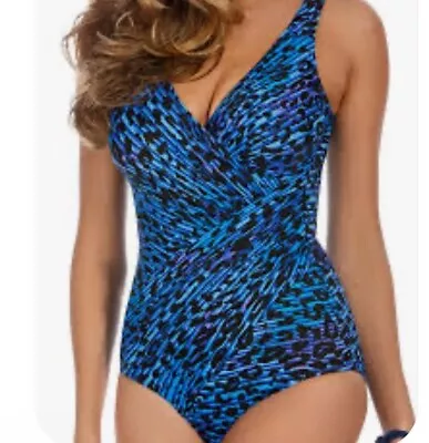 Miraclesuit Purr Fection Oceanus Blue Animal Print Slimming Swimsuit One Piece • $59.93