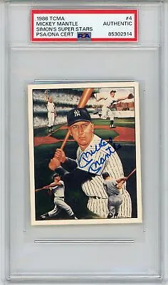 1986 TCMA Simon's Super Stars #4 Mickey Mantle Autograph Auto PSA Authentic • $549.99