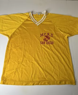 Vintage Marine Corps Recruit Depot San Diego MCRD Jersey Shirt Champion L Yellow • $45