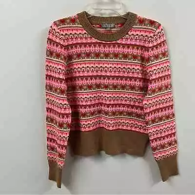 J.Crew Shrunken Fair Isle Heart Crewneck Sweater Woman Size Small • $52