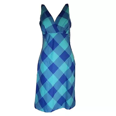 ISAAC MIZRAHI For Target Blue Plaid Spaghetti Strap Side Zip Dress Womens Size 6 • $22.99