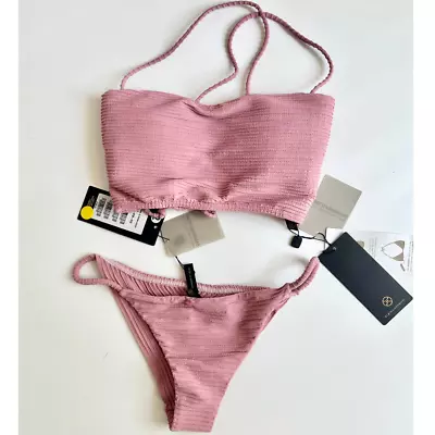 NWT Vix Paula Hermanny Dune Suri Bikini Top & Bottom Set Pink Women's L / D Cup • $159