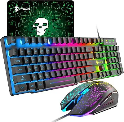 Wired Mechanical Feel Gaming Keyboard And Mouse Set RGB For PS4/PS5/Xbox/PC/MAC • $15.99