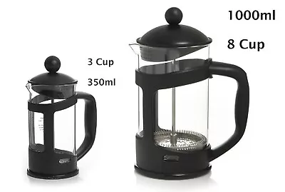 French Press Cafetiere Tea Coffee Maker Plunger 3/8 Cup Glass Jug Spoon 350ml 1l • £9.99