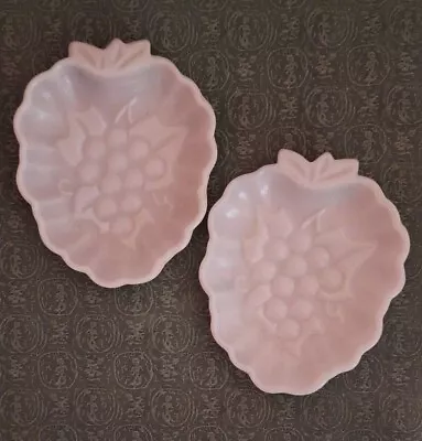 2 VINTAGE Pressed Milk Glass Grape Pattern Dishes Dessert / Candy / Trinket Dish • $8