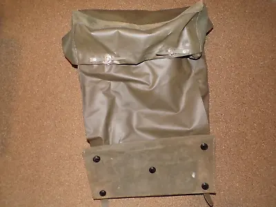 Vintage Swiss Military Green Rubberized Waterproof Bag Backpack  Pack Metal Back • $40