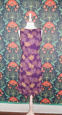 Vintage 90's Y2K Purple Floral Grunge Whimsigoth Shift Dress • $29.99