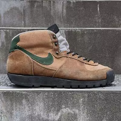 Vintage 80's Nike Approach Brown Suede Canvas Dark Green Shoes Without Box Men • $763.93