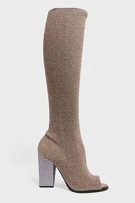 NEW MISSONI Brown Glitter Fabric Lurex Heeled Boots (Size 38) - MSRP $945.00! • $399.95