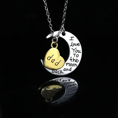 I Love You To The Moon And Back Engraved Pendant Necklace Mum Daughter Xmas Gift • £3.49