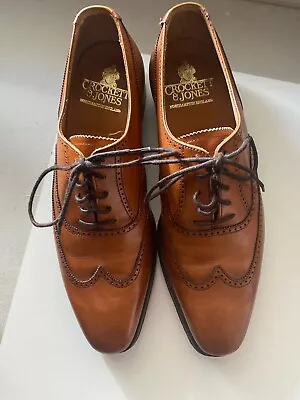 CROCKETT & JONES Mens Drummond Tan Burnished Calf Size UK7 Luxury Shoes RRP $895 • $299