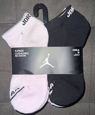 Nike® Girls Jordan No Show Socks - 6 Pack Pink Foam/White Med{9-11} Shoe Sz{5-7} • $19.99