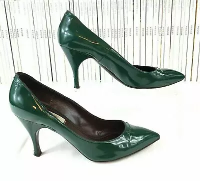 Marc Jacobs Womens 36 UK 3 US 6 Heels Court Shoes Pumps Green Leather Pointy Toe • £24