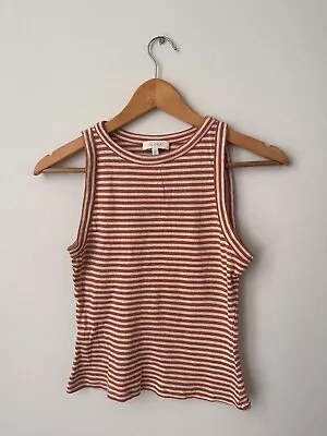 Kookai Women's Striped High Neck Tank Orange White Size 1 (EU 38 AUS10) • $35