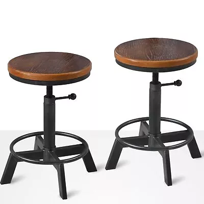 Set Of 2-Industrial Bar Stool-Rustic Counter Height Chairs For Kitchen Island... • $197.13