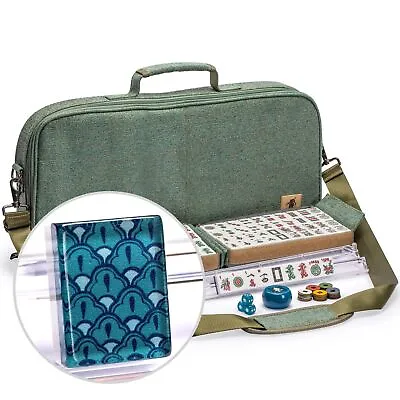 American Mahjong Oceana 166-Tile Rack/Pusher Heather Teal Soft Case TC-AF001-A • $119.95