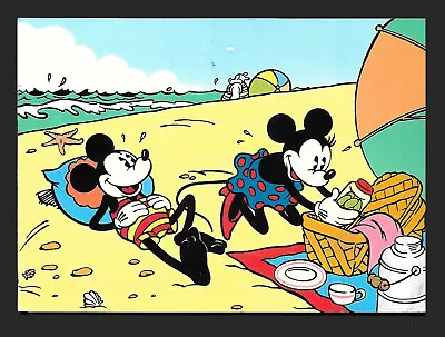 Postcard Disney (c) Art Group London Mickey Mouse On The Beach With Minnie 2000 • $12.99